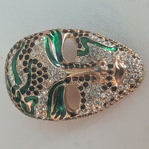Vintage Rhinestone Mask Mardi Gras Gold